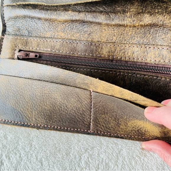 UPCYCLED COW HAIR LEOPARD PRINT LEATHER LONG BI-FOLD WALLET CLUTCH - Picture 7 of 12